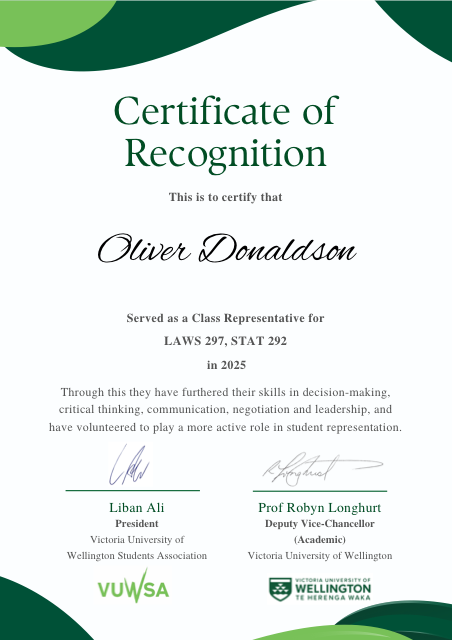 Class Representative Certificate