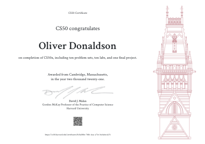 CS50x Certificate