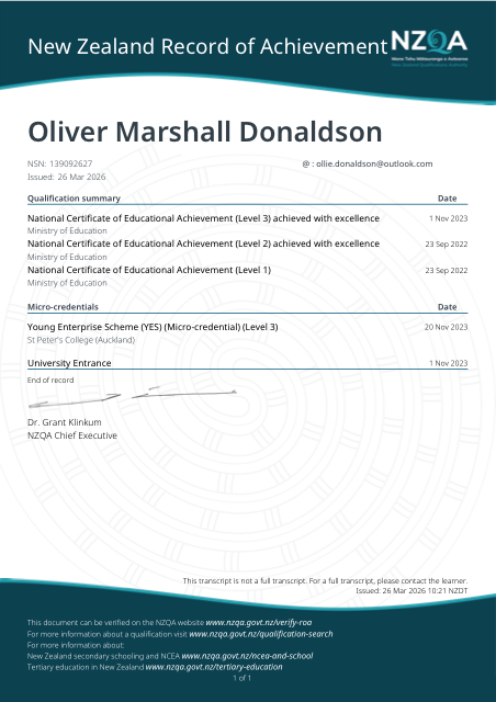 NCEA Level 3 Excellence